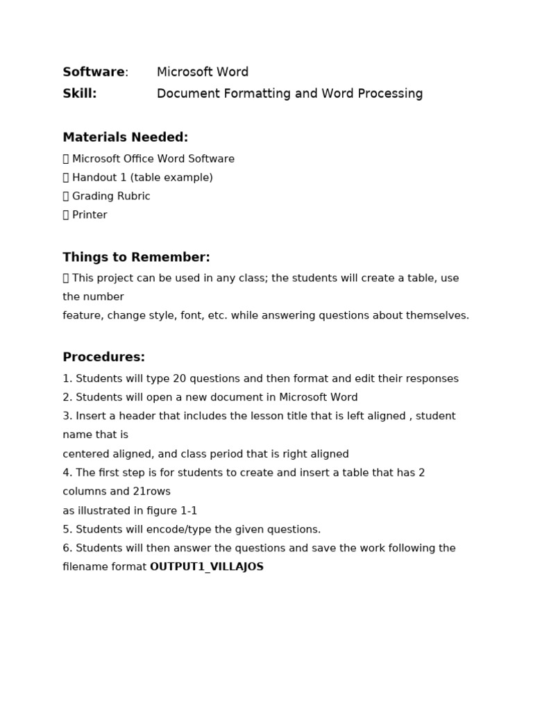 Student Project: Word Formatting Guide | PDF