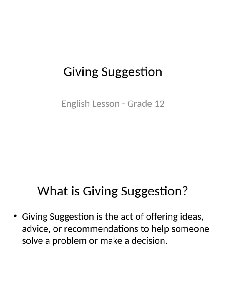 Giving Suggestion Class12 | PDF