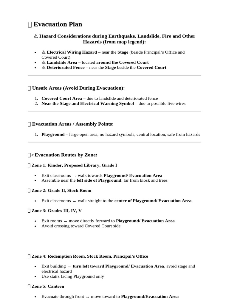 School Evacuation Plan and Safety Guide | PDF