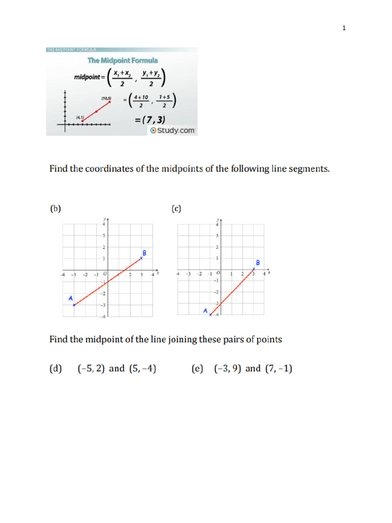 Year 9 Midpoint Distance Parallel and Perpendicular Lines Practise ...