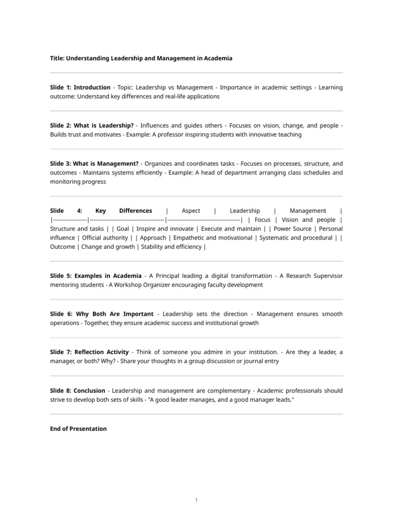 Leadership Vs Management | PDF