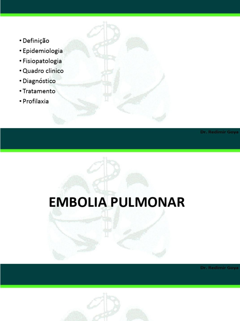 Embolia Pulmonar: Causas e Sintomas | PDF | Embolia | Sistema ...