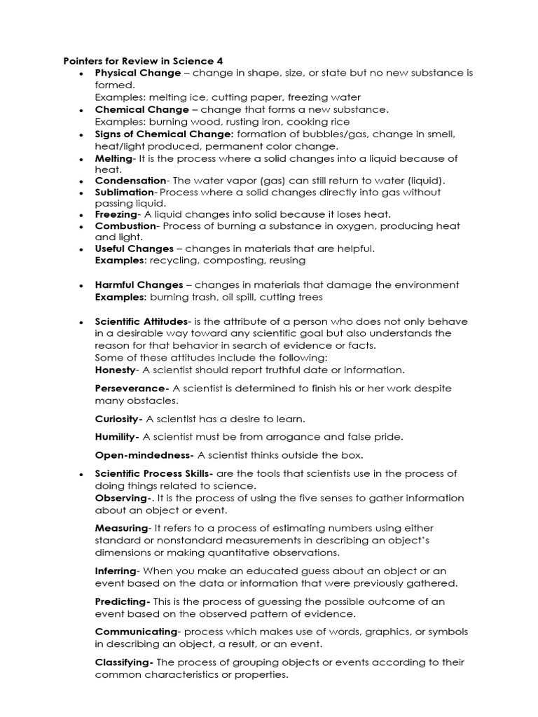 Science 4: Changes and Scientific Skills | PDF | Water | Science