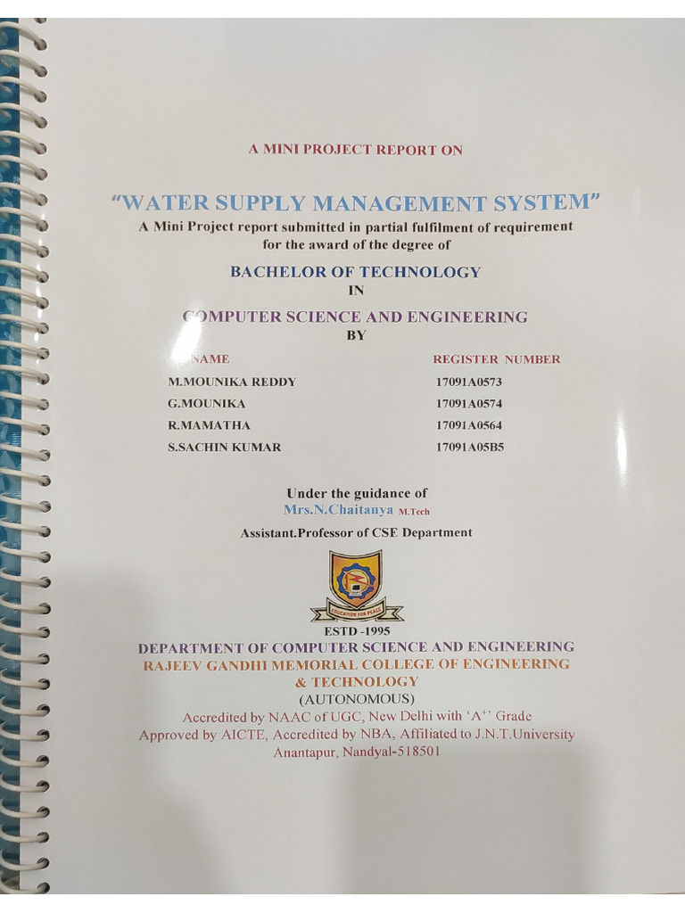 2020 21 Cse Water Supply Management System 4 | PDF