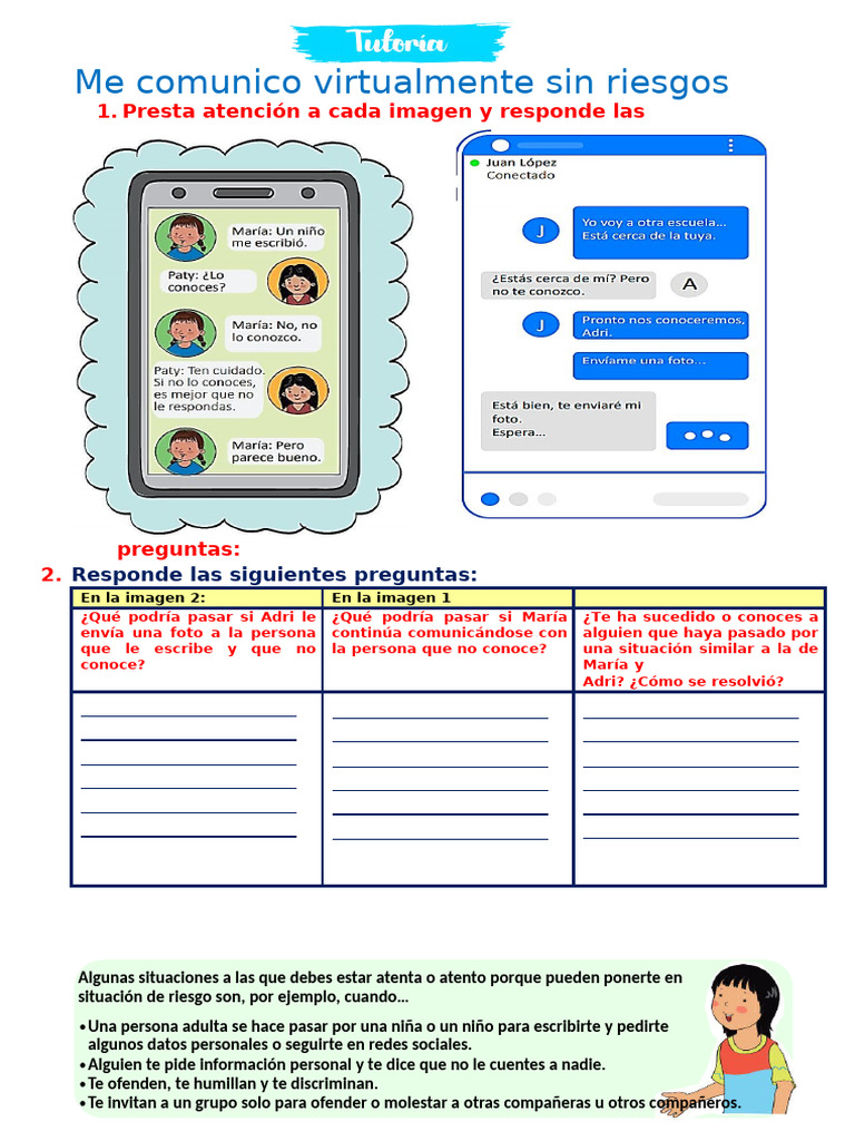 Me Comunico Virtualmente Sin Riesgos-Tutoría | PDF