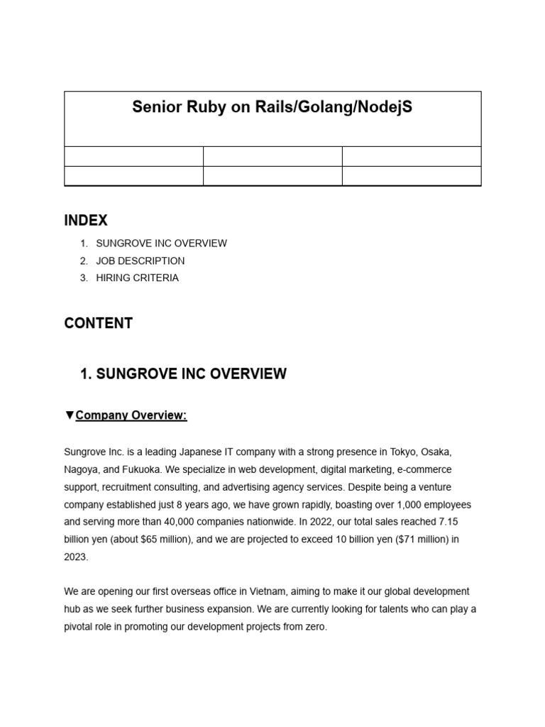 Senior Ruby on Rails Developer Role | PDF | Ruby On Rails | Computing