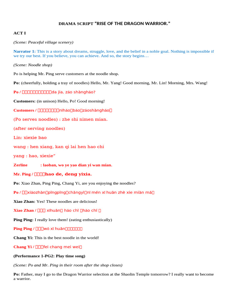 Rise of the Dragon Warrior Script | PDF | Chinese Martial Arts | China