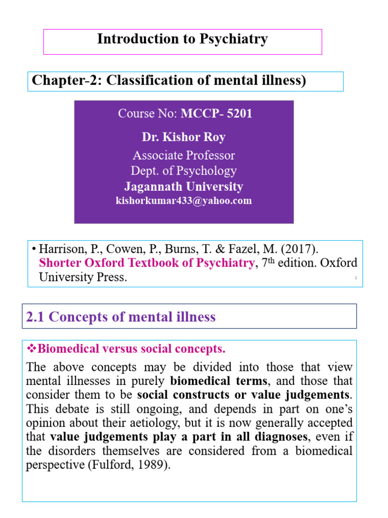 Classification of Mental Illness in Psychiatry | PDF | Diagnostic And ...