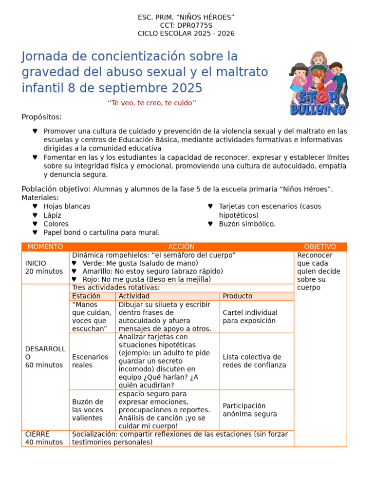 Jornada de Concientización Sobre La Gravedad Del Abuso Sexual y El ...