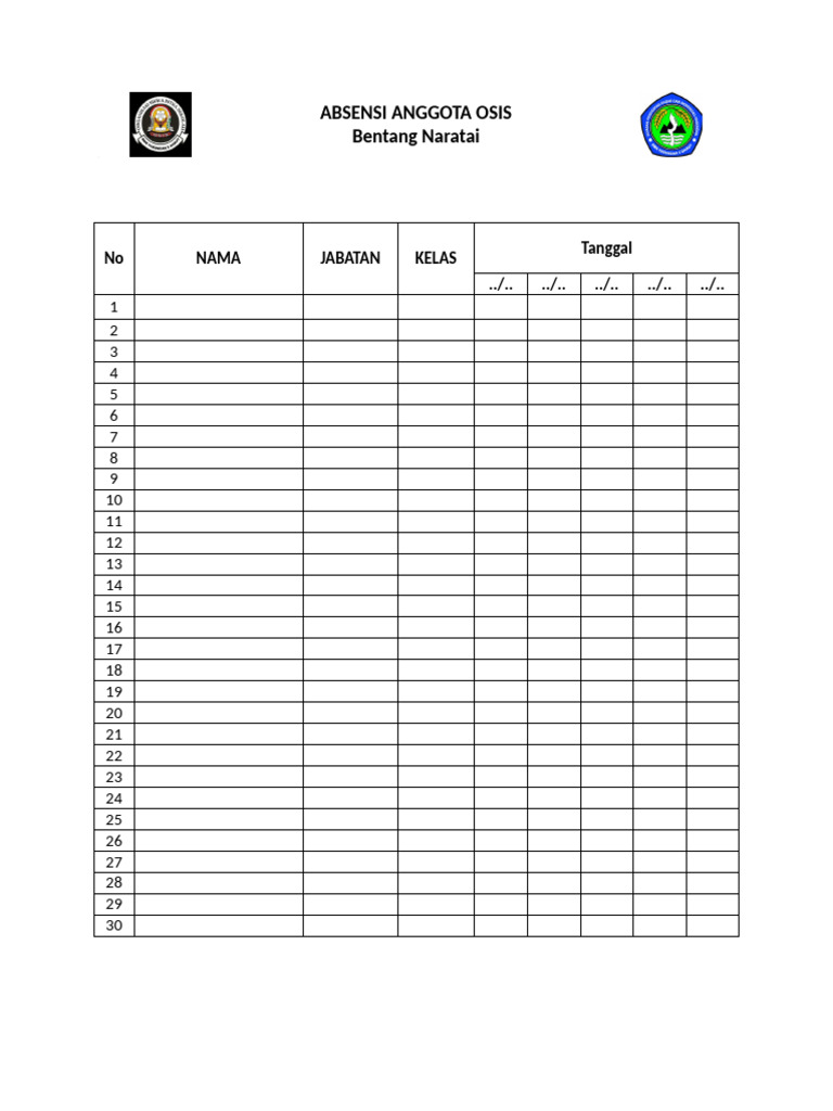 ABSENSI Kumpulan Osis | PDF