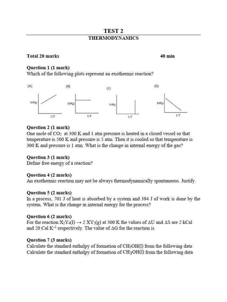 THERMODYNAMICS CHEMISTRY TEST visual data 6