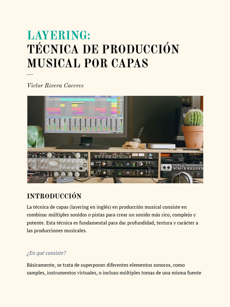 LAYERING - TÉCNICA DE PRODUCCIÓN MUSICAL POR CAPAS - Victor Rivera ...