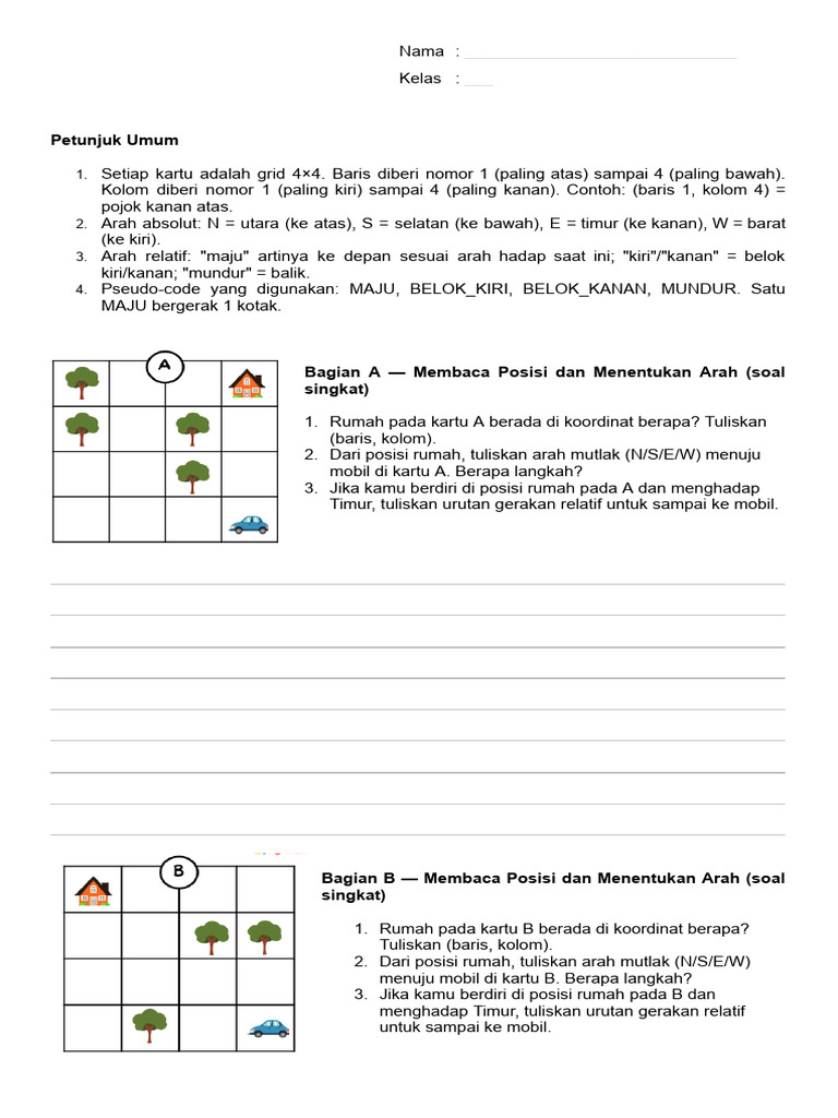 LKPD Coding Kelas 6: Arah dan Posisi | PDF