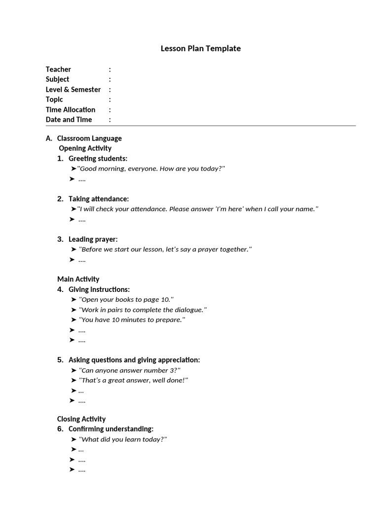 Lesson Plan Template | PDF
