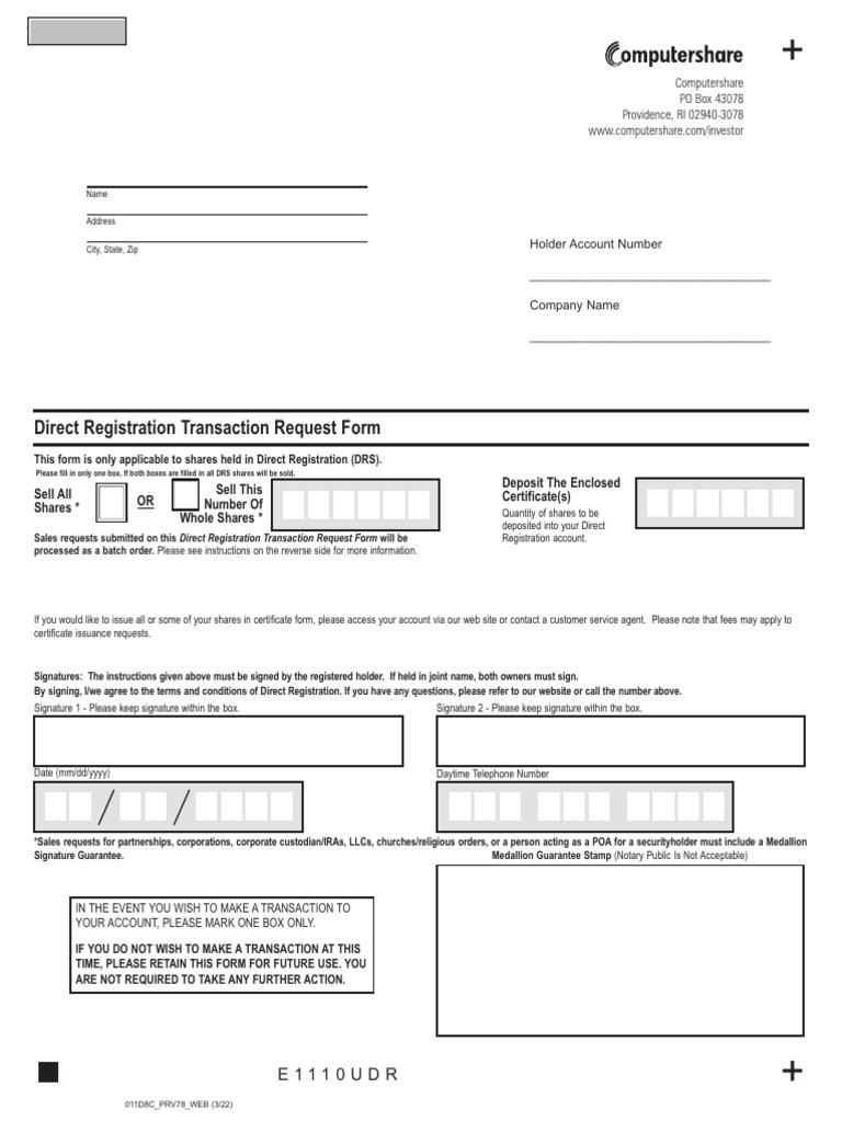 Direct Registration Transaction Guide | PDF | Cost Basis | Government ...