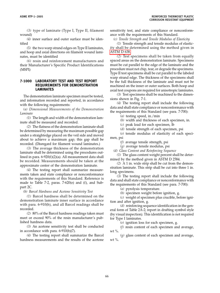 ASME RTP-1: Testing Reinforced Plastics | PDF | Lamination | Ultimate ...