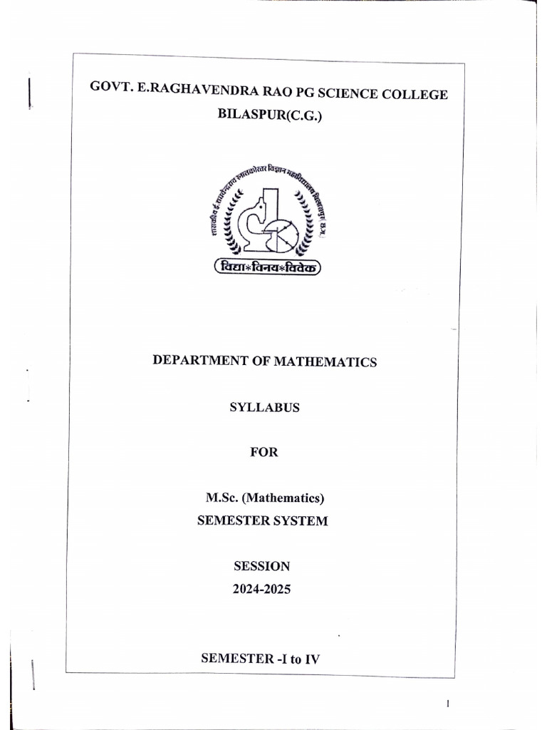 M.Sc. Mathematics Syllabus 2024-2025 | PDF | Functional Analysis ...
