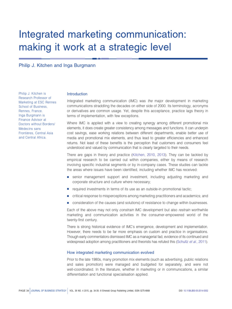 Strategic Integrated Marketing Communication | PDF | Marketing ...