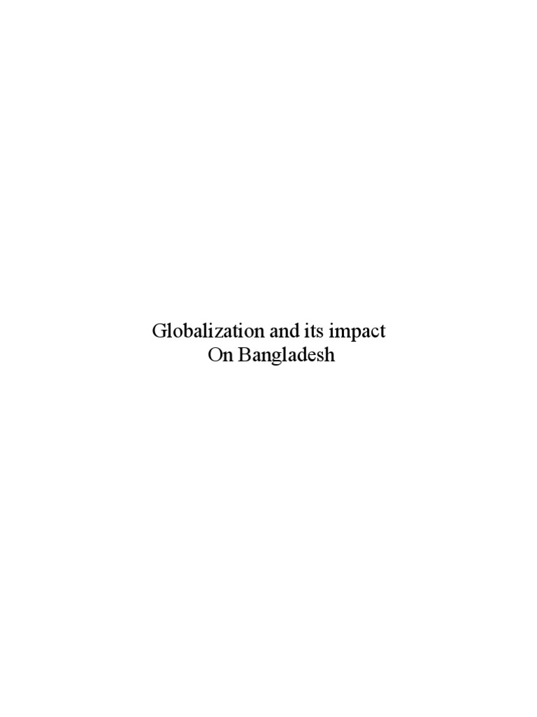 Globalization's Effects on Bangladesh Economy | PDF | Poverty | Poverty ...