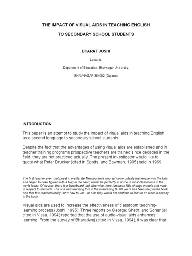 The Impact of Visual Aids in Teaching English | PDF | Standard ...