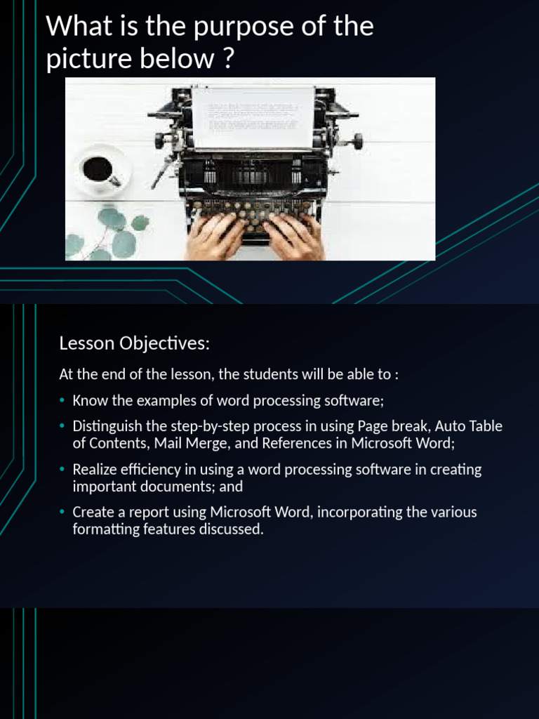 Word Processing Software Gr. 7 | PDF | Microsoft Word | Spreadsheet