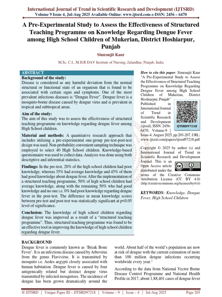 A Pre Experimental Study To Assess The Effectiveness of Structured ...