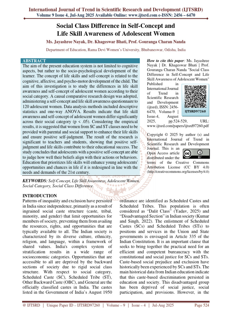 Social Class Impact on Adolescent Self-Concept | PDF | Self Concept ...
