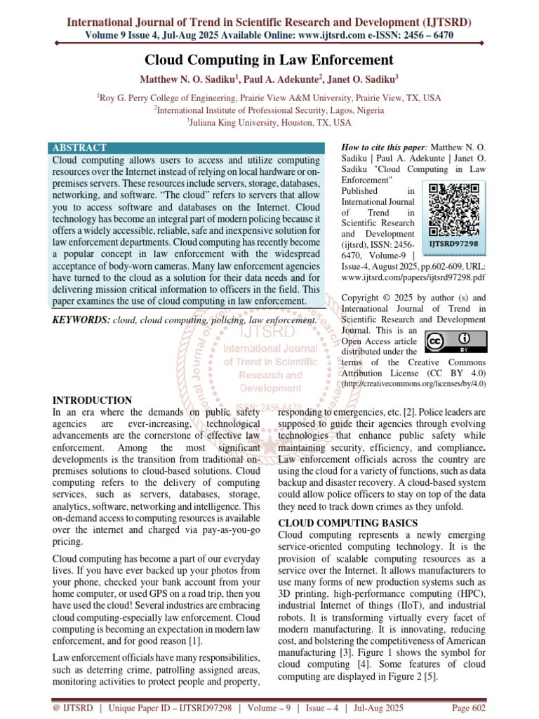 Cloud Computing in Law Enforcement | PDF | Cloud Computing | Computer ...
