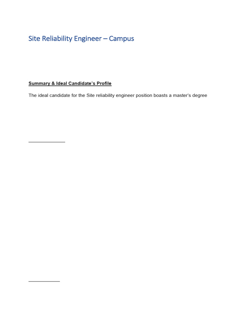 Site Reliability Engineer Job in Chennai | PDF | Cloud Computing ...