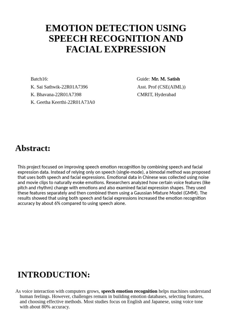 Bimodal Emotion Detection in AI | PDF | Python (Programming Language ...