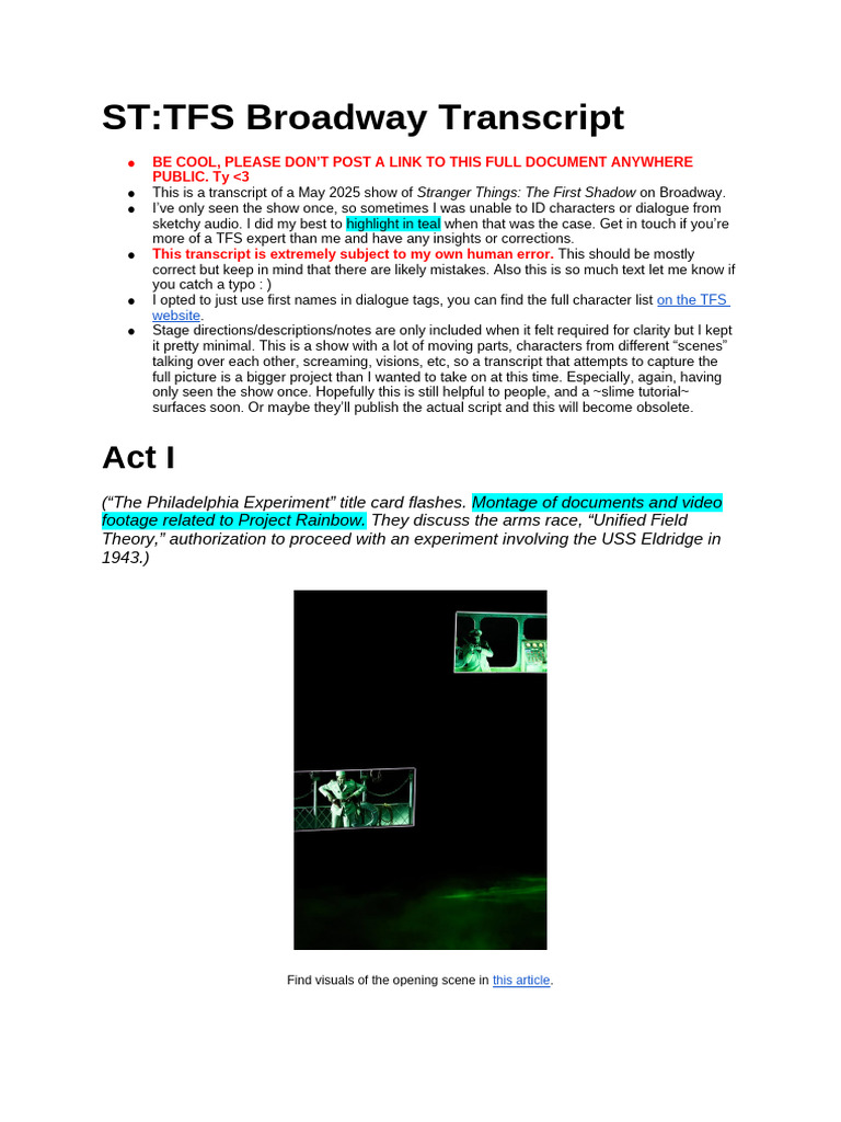 Stranger Things The First Shadow Transcript PDF