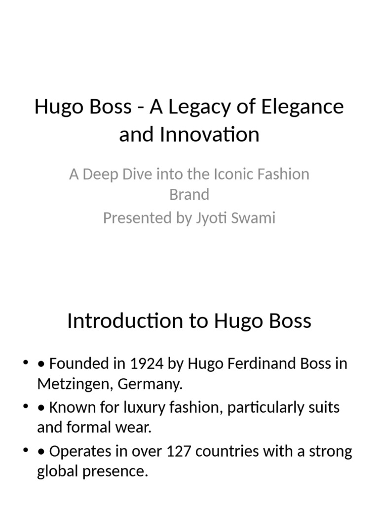 Hugo Boss: Legacy, Innovation, Fashion | PDF | Fashion | Aesthetics