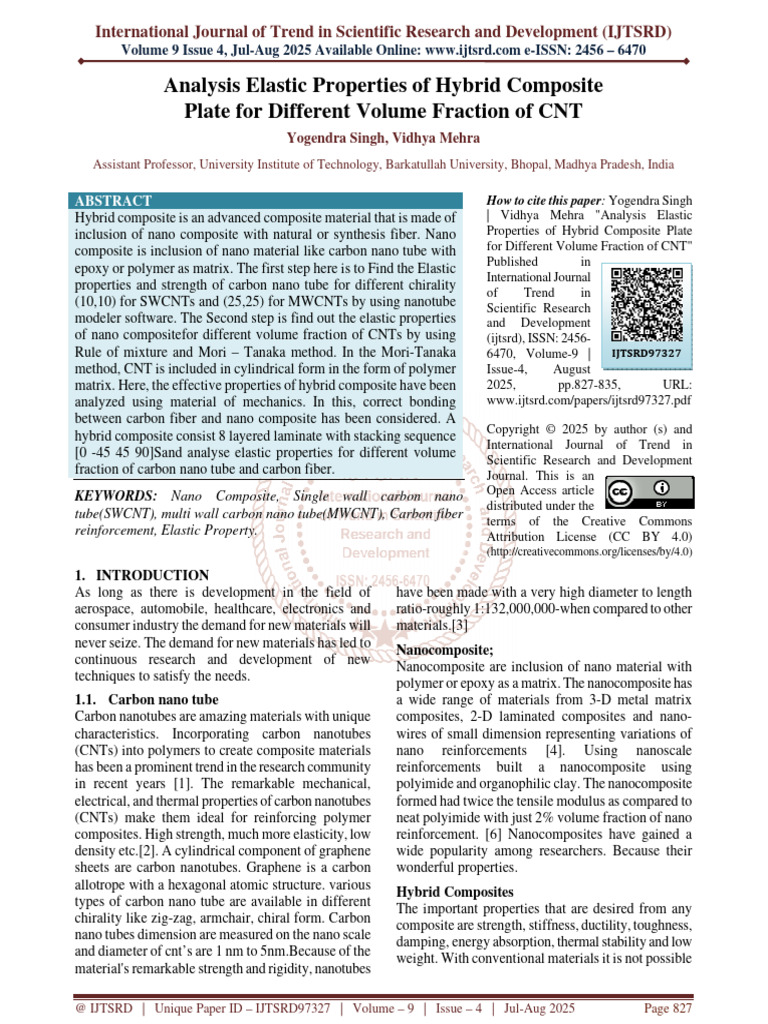 Analysis Elastic Properties of Hybrid Composite Plate For Different ...