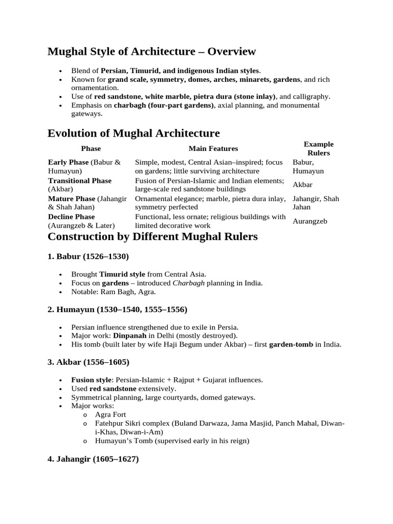 Overview of Mughal Architectural Style | PDF | Architectural Design ...