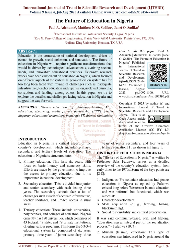 The Future of Education in Nigeria | PDF | Teachers | Educational ...