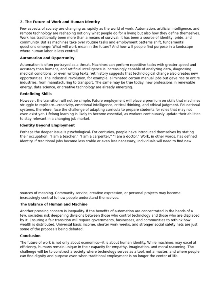 Future Work: Redefining Identity & Skills | PDF | Intelligence | Automation