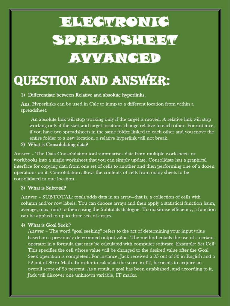 Advanced Spreadsheet Functions Explained | PDF | Spreadsheet | Hyperlink