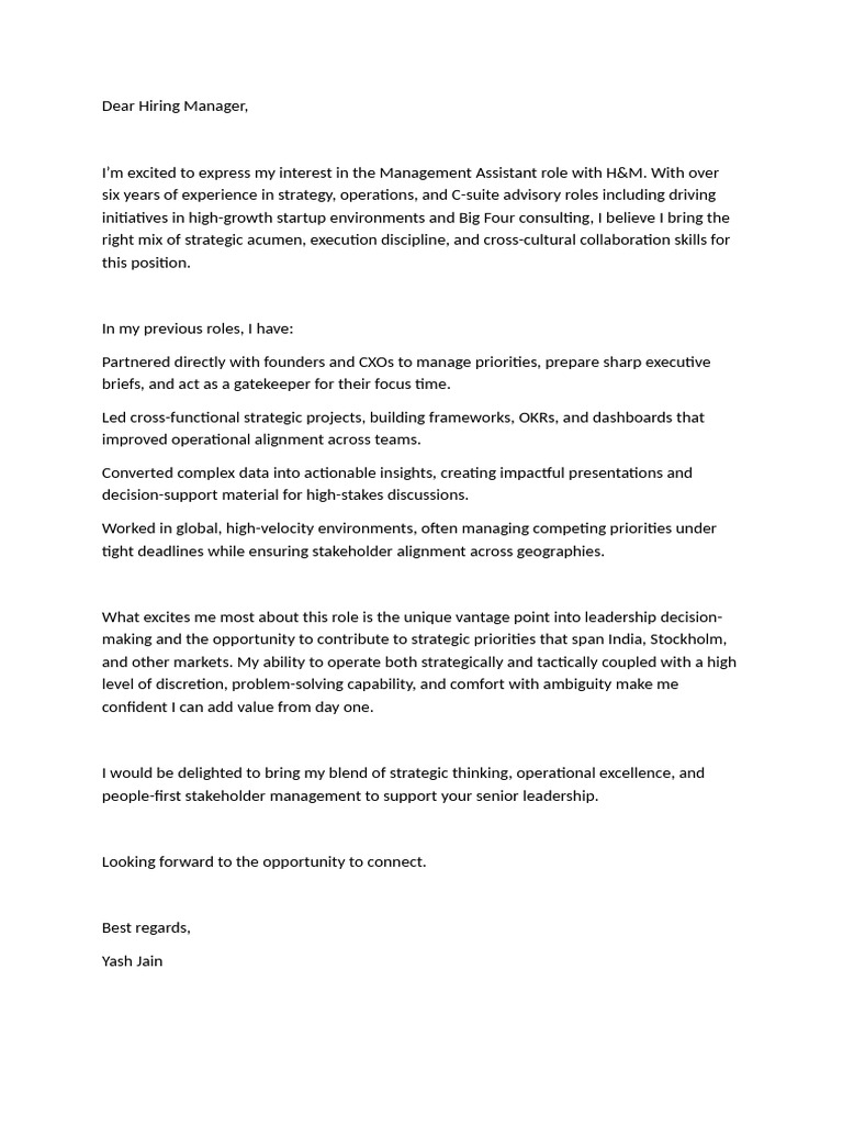 H&M Hiring Message | PDF