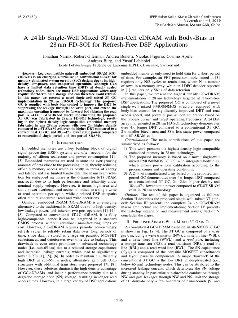 A 24 KB Single-Well Mixed 3T Gain-Cell EDRAM With Body-Bias in 28 NM FD ...