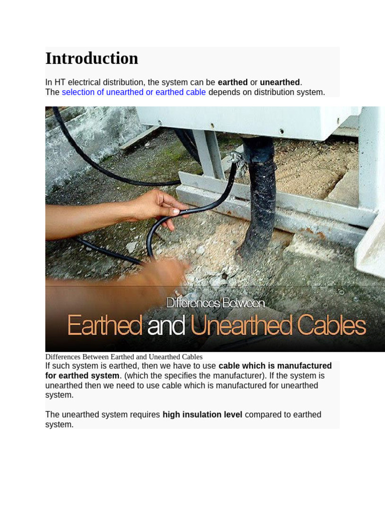 Differences Between Earthed and Unearthed Cables | PDF | Insulator ...