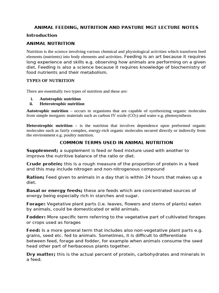 Animal Nutrition and Feeding Guide | PDF | Nutrition | Diet & Nutrition