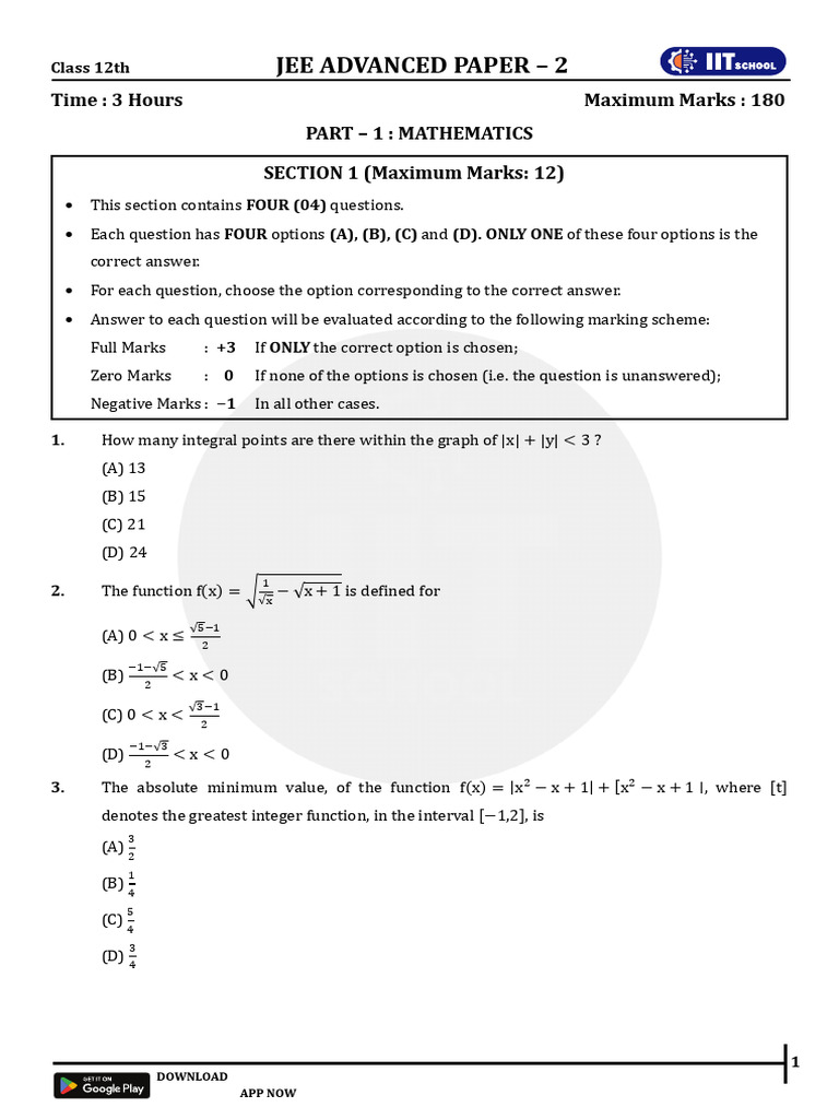 JEE Advanced Paper 2 - Class 12 | PDF | Gases | Numbers