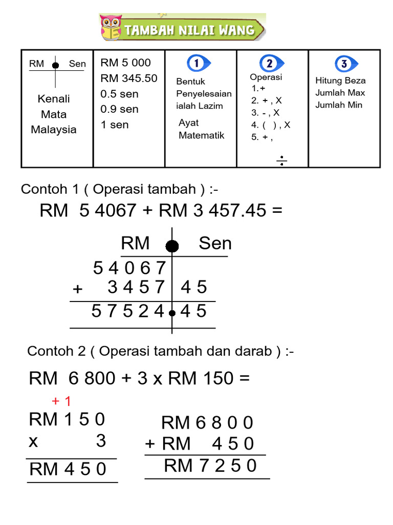 Contoh Operasi Matematik RM dan Penyelesaian | PDF