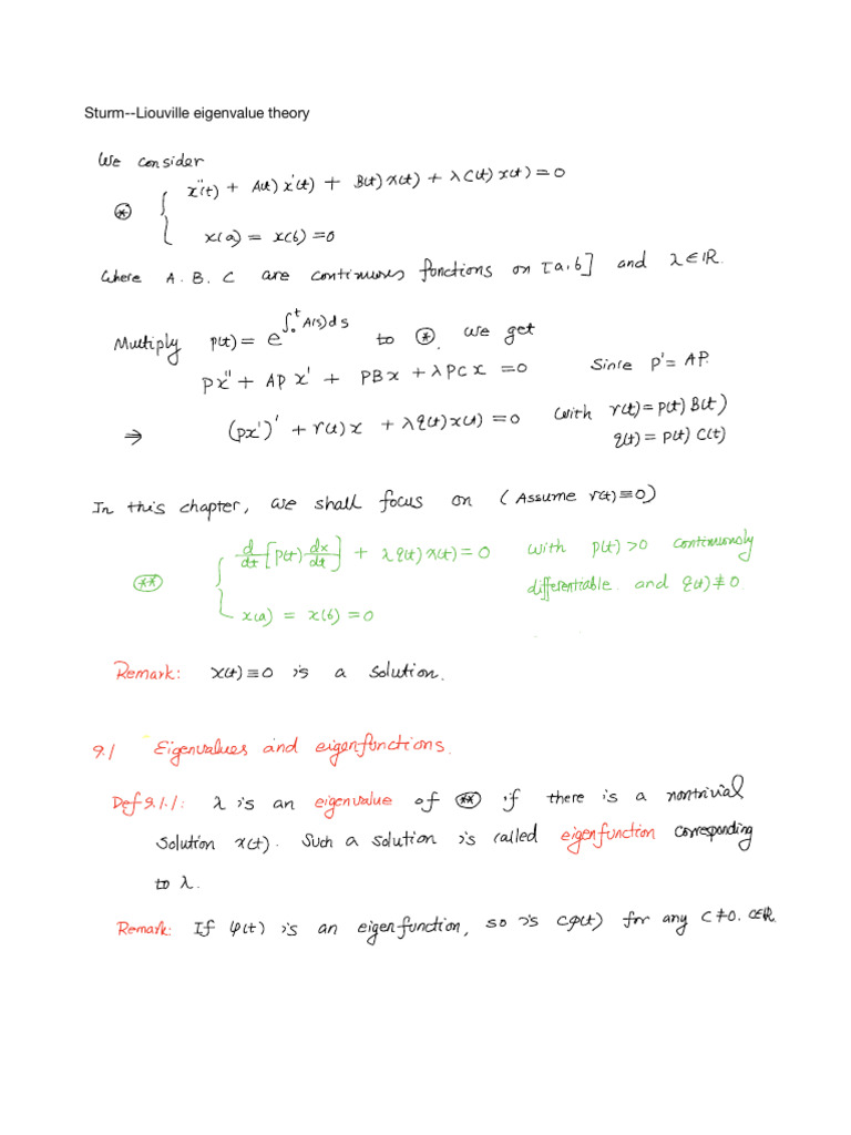 Sturm-Liouville Eigenvalue Theory Overview | PDF | Eigenvalues And ...