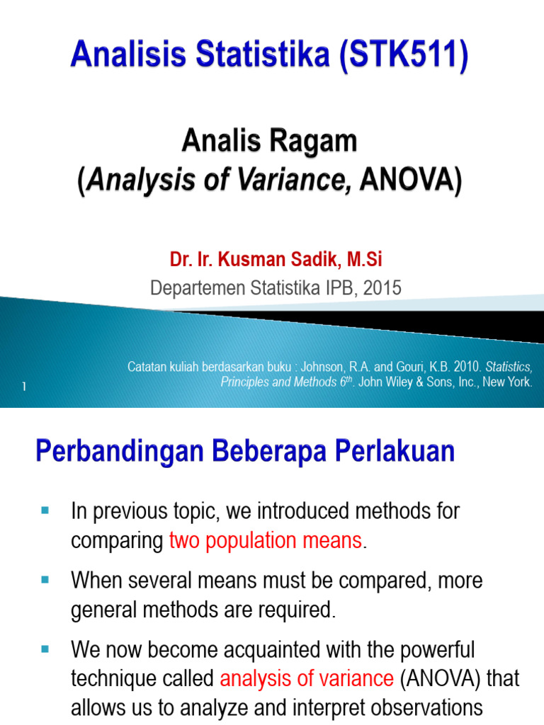 ANOVA Techniques in Statistical Analysis | PDF | Analysis Of Variance ...