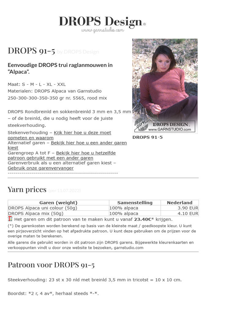 DROPS 91-5 - Eenvoudige DROPS Trui Raglanmouwen in 