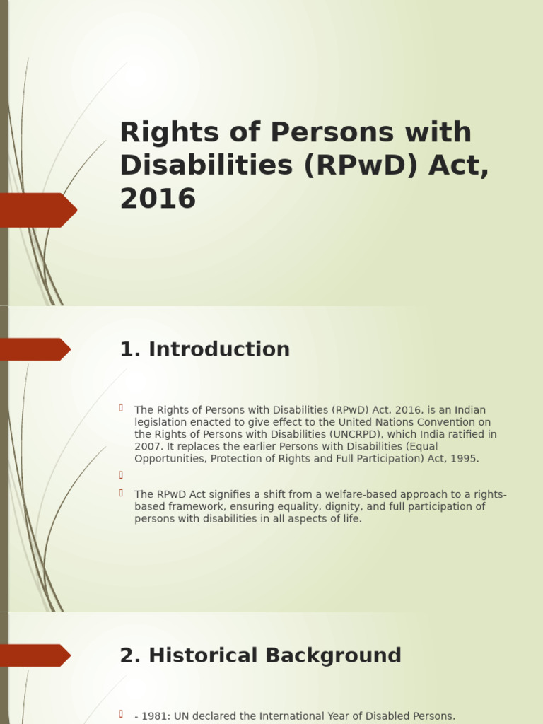 RPwD Act 2016: Rights of Disabled in India | PDF | Disability ...