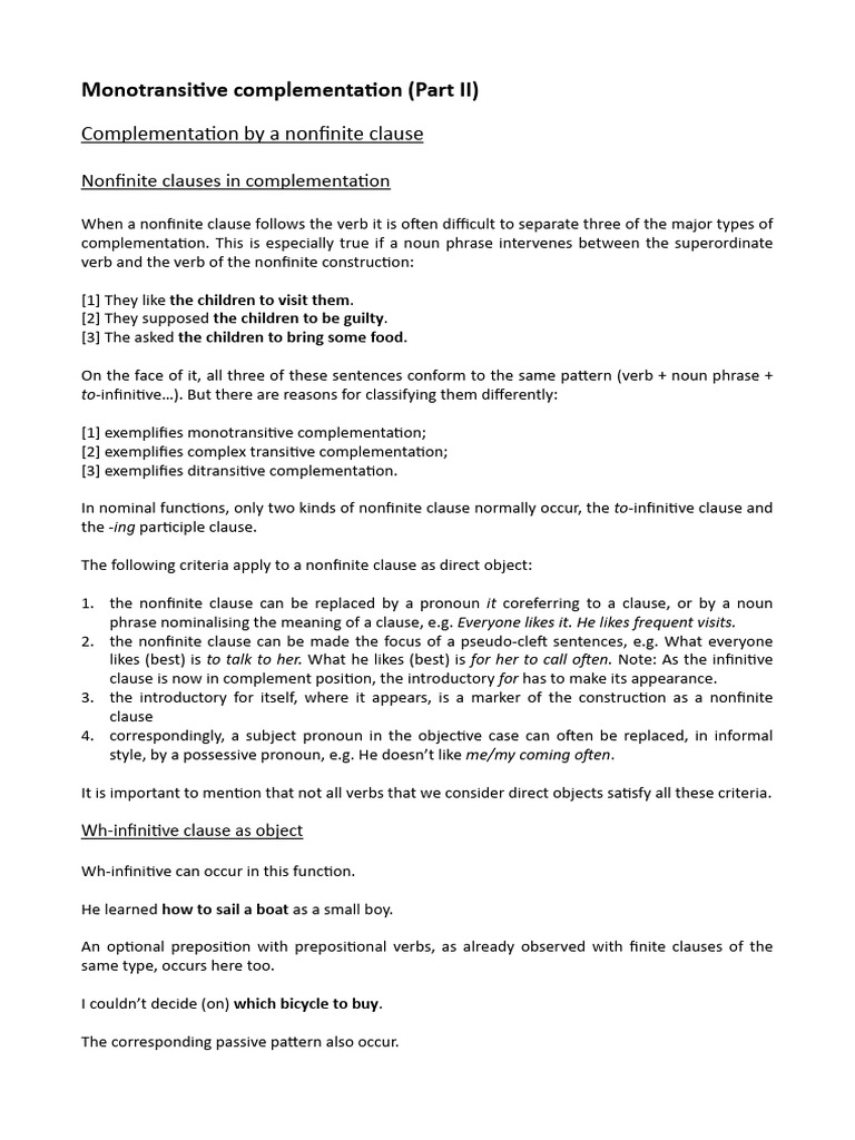 Monotransitive Complementation II Lectures | PDF | Clause | Subject ...