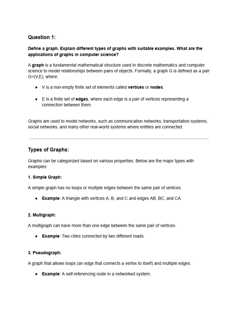 Types and Applications of Graphs in CS | PDF | Combinatorics ...