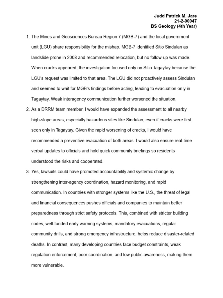 Landslide Risk Assessment and Response | PDF